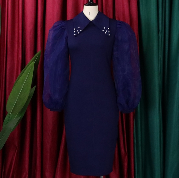 Fashion Blue midi Dress new size S, M avaliable Strech Material. - Picture 3 of 16